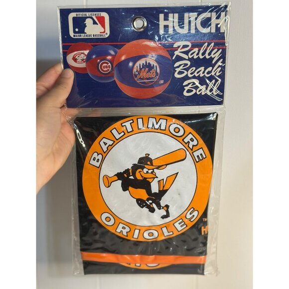 NOS VTG 1990 MLB Baltimore Orioles Rally Hutch Beach Ball Sealed Baseball Design - Picture 1 of 3